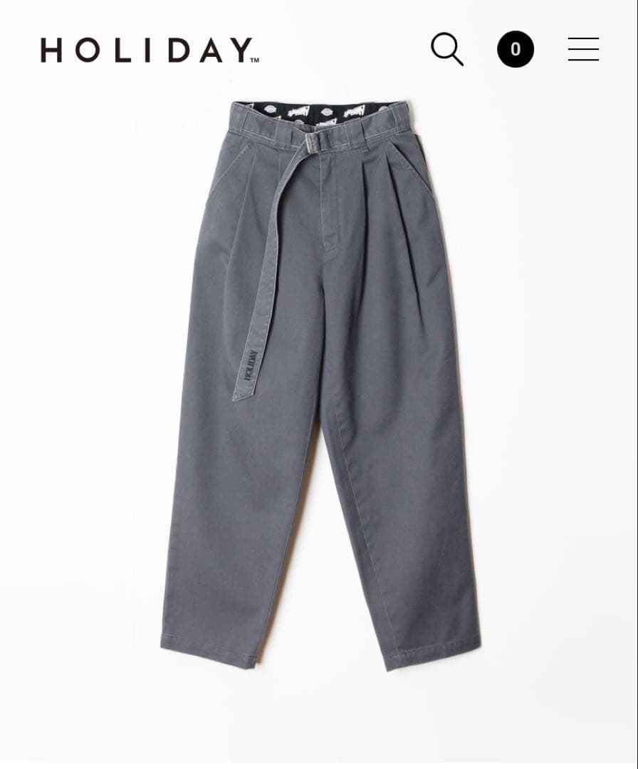 ★HOLIDAY DICKIES BELTED 2TUCK PANTS GRAY HOLIDAY】 DICKIES BELTED 2TUCK PANTS (GRAY) | olaf