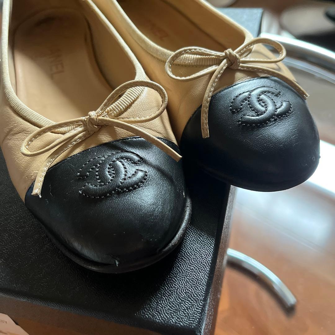 CHANEL バレエシューズ ベージュ/ブラック