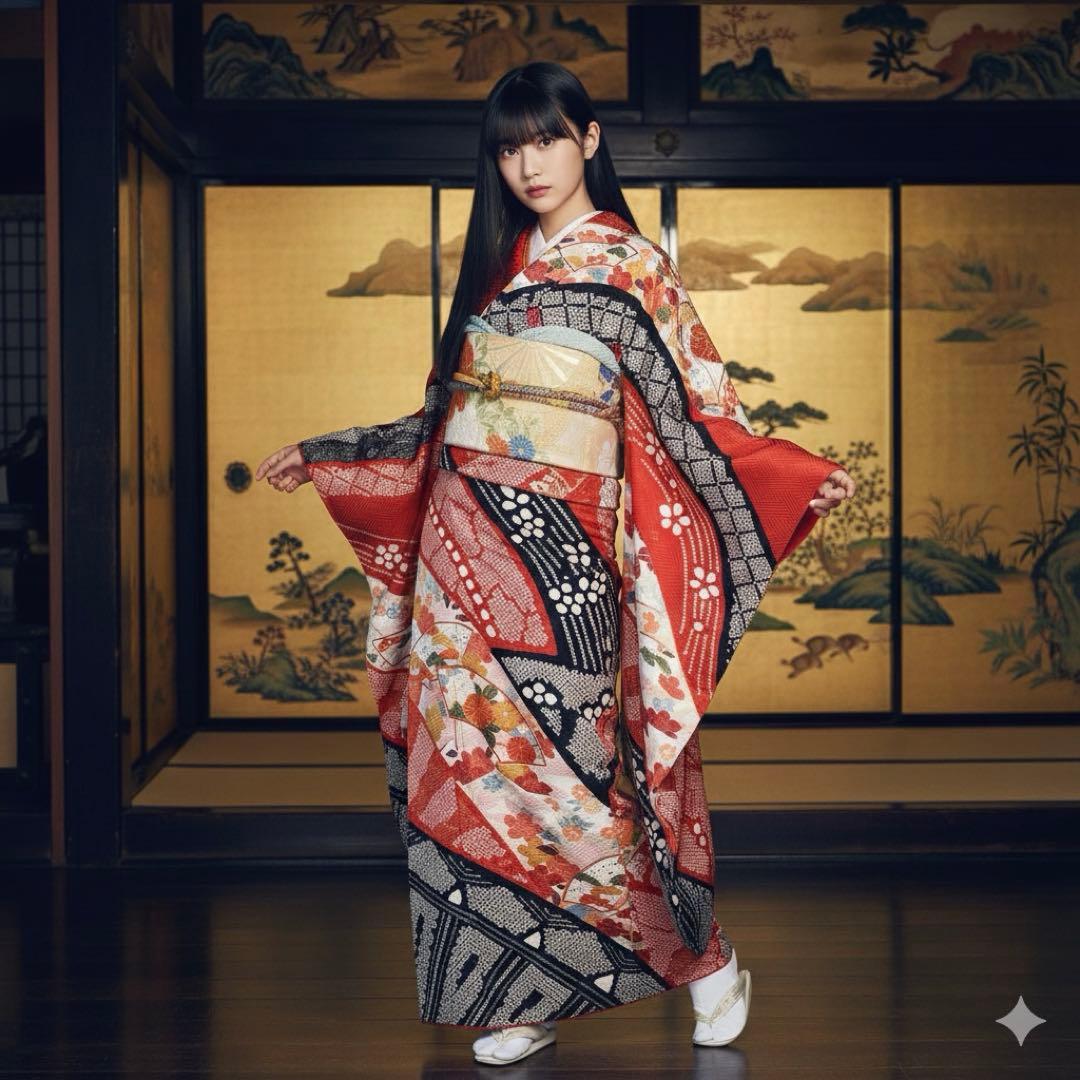 振袖フルセット 高身長 絞り 手描き友禅 成人式振袖 振袖 裄丈69