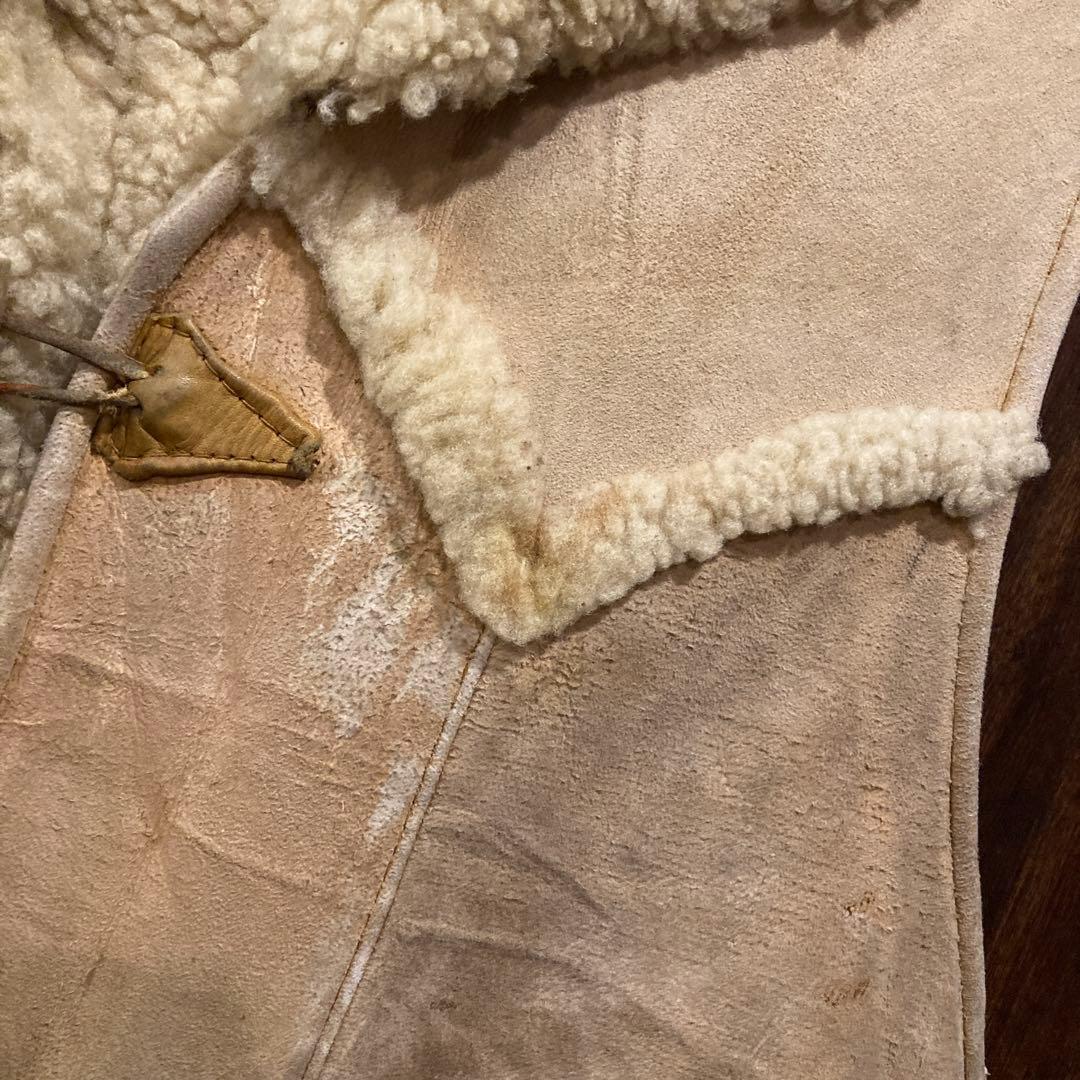 アメリカ古着 シープスキン ムートンベスト トグルボタン 80年代
