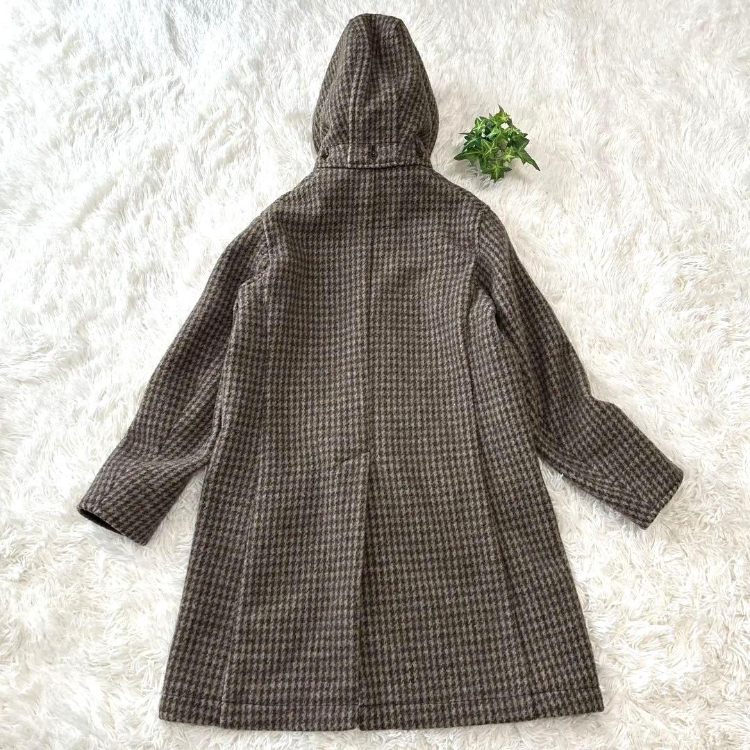 DANTON ダントン】ウールモッサ（34）コート フード 千鳥格子柄 - メルカリ