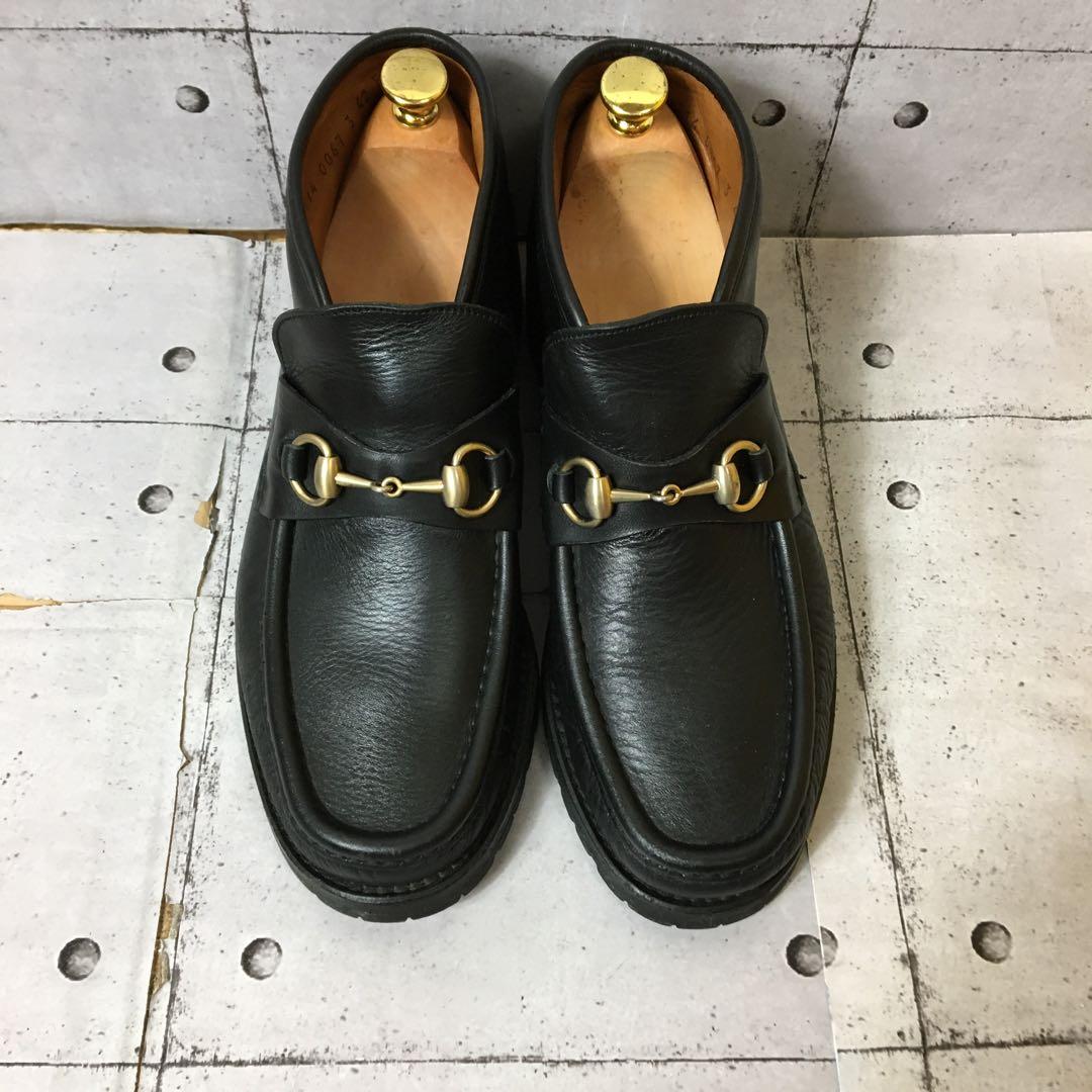 美品　GOCCI グッチホースビットモカシン　ブラック42E 27.0cm