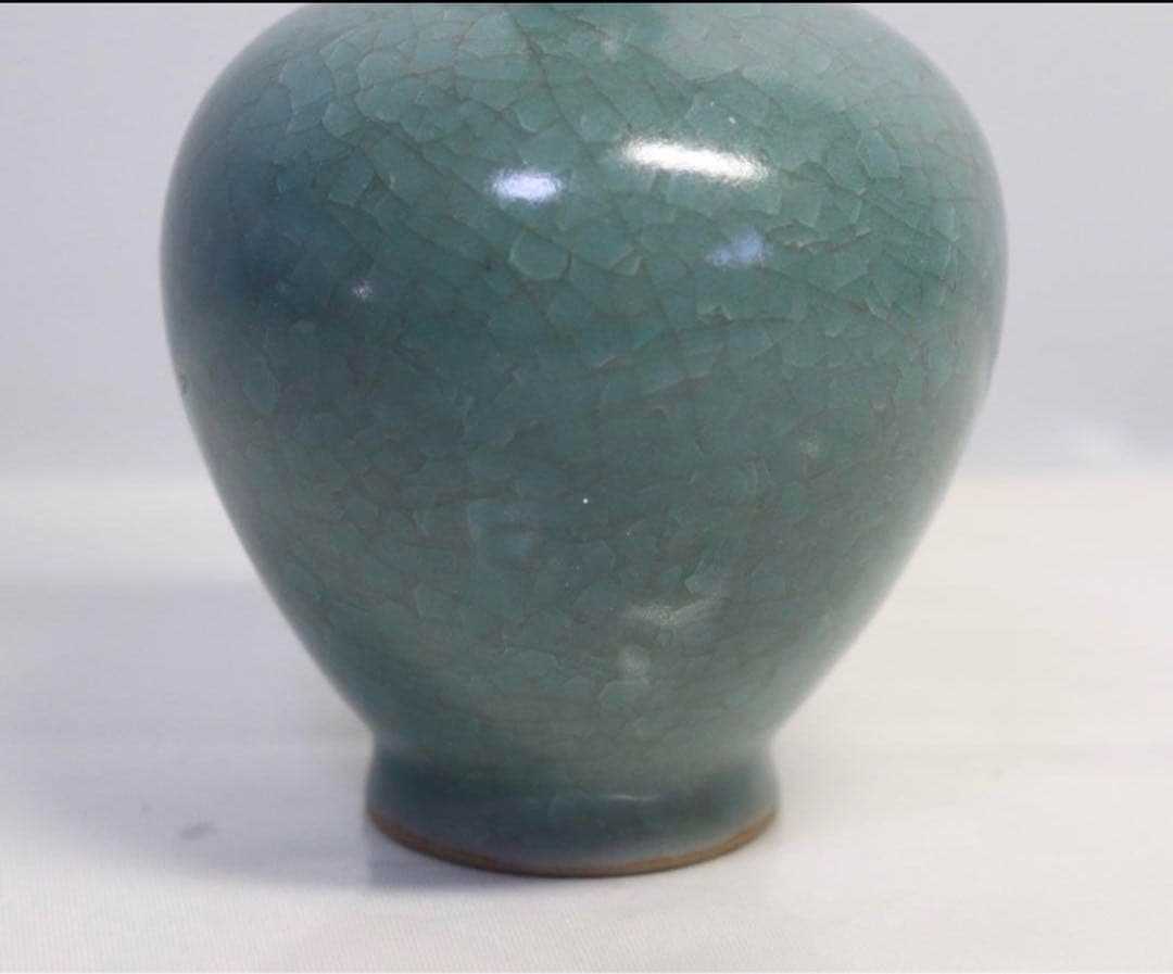 中国 宋時代 天青釉汝窑冰片纹长颈瓶 青磁長頸瓶 七官青磁 - メルカリ