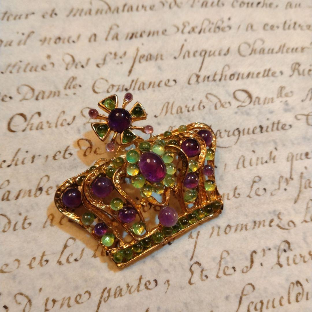 お値下げ swoboda スワボダ クラウンブローチ 半貴石