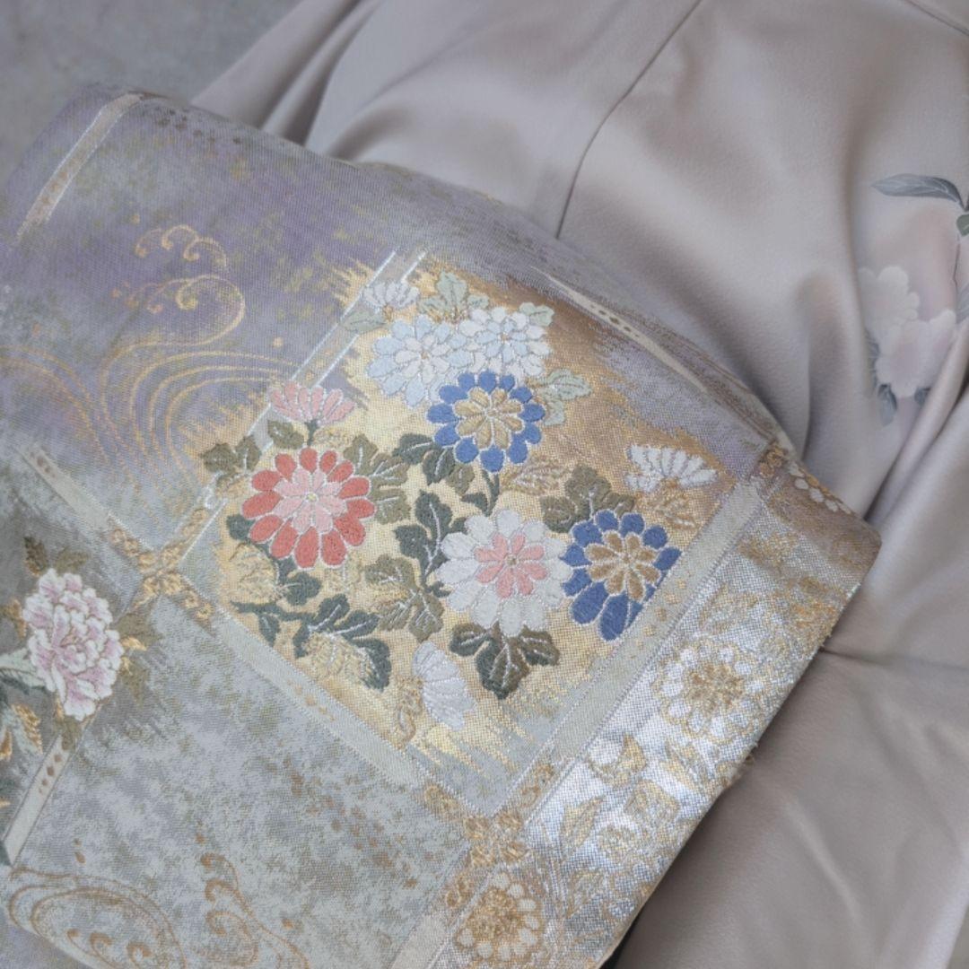 訪問着 フルセット 着物 正絹 トールサイズ 友禅 花車 金彩加工 祝い事