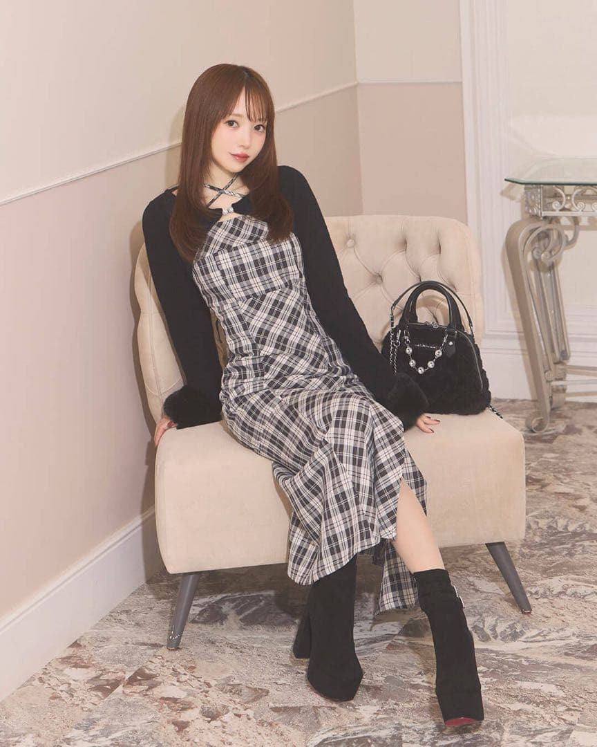 michellMacaron ボレロチェックロングワンピース - メルカリ