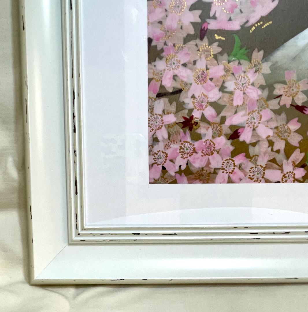 新品】中島千波 『春霞』風景画 ポスター 複製画 額付 日本画 桜