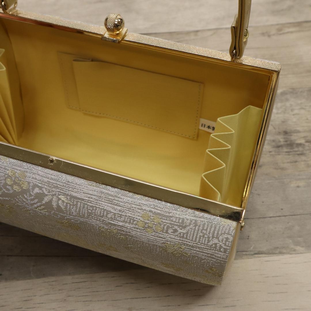 《新古品◆草履バッグセット◆笹蔓模様■ホワイト×ゴールド◆Z3-2》