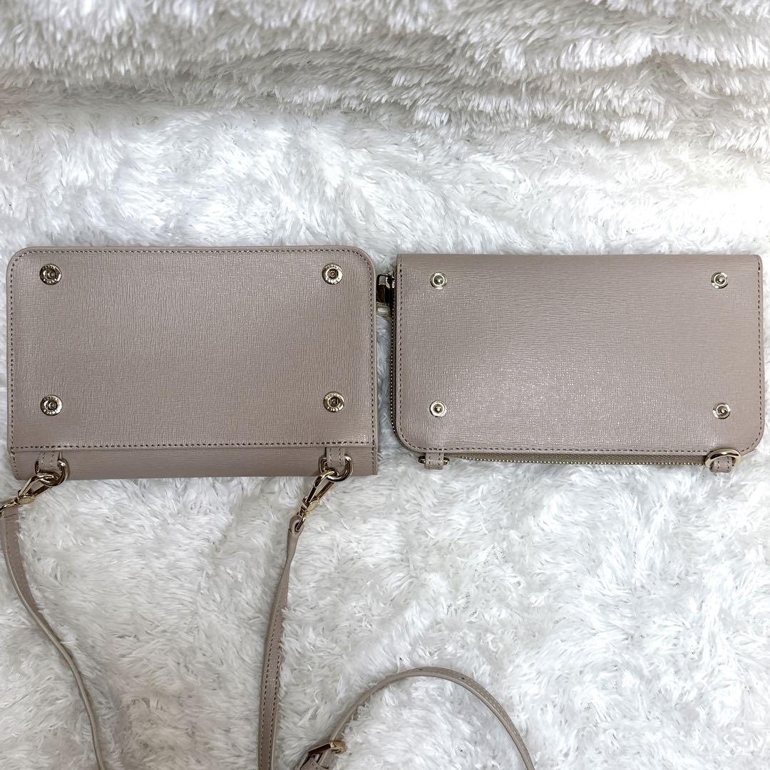 人気色】FURLA リーヴァL ピンクベージュ ショルダーウォレットバッグ