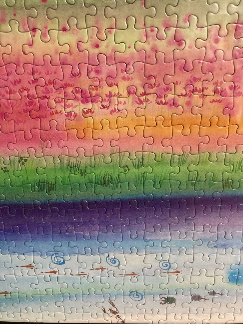 千P⑭のんびり幸せいっぱい六地蔵 ジグソーパズル アルミ額49×72㎝完成品美