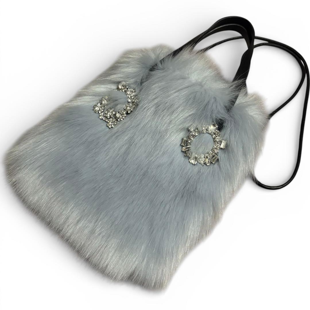 ユナイテッドアローズ ビジューブローチ フェイクファー トートバッグ