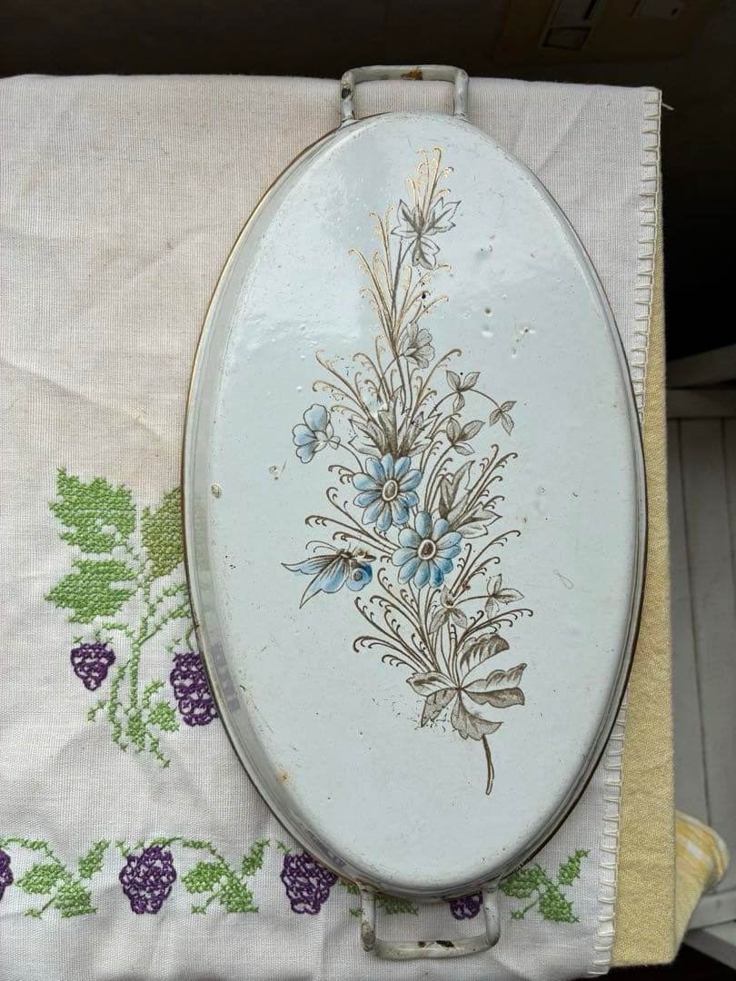 フランス アンティーク ホーロー プレート オーバル お皿 トレイ