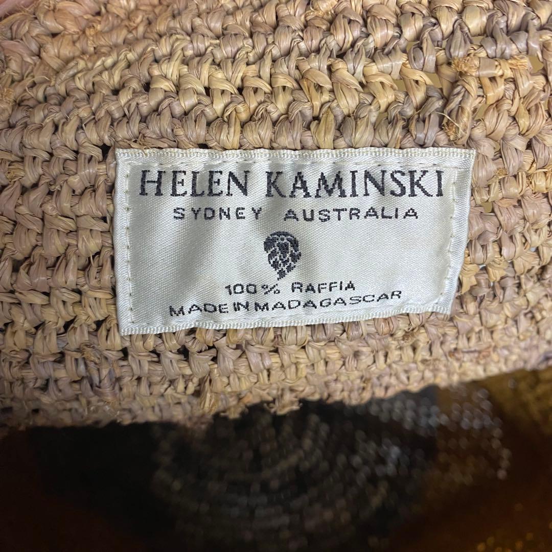 ヘレンカミンスキー かごバッグ ラフィア リーフ金具 バイカラー