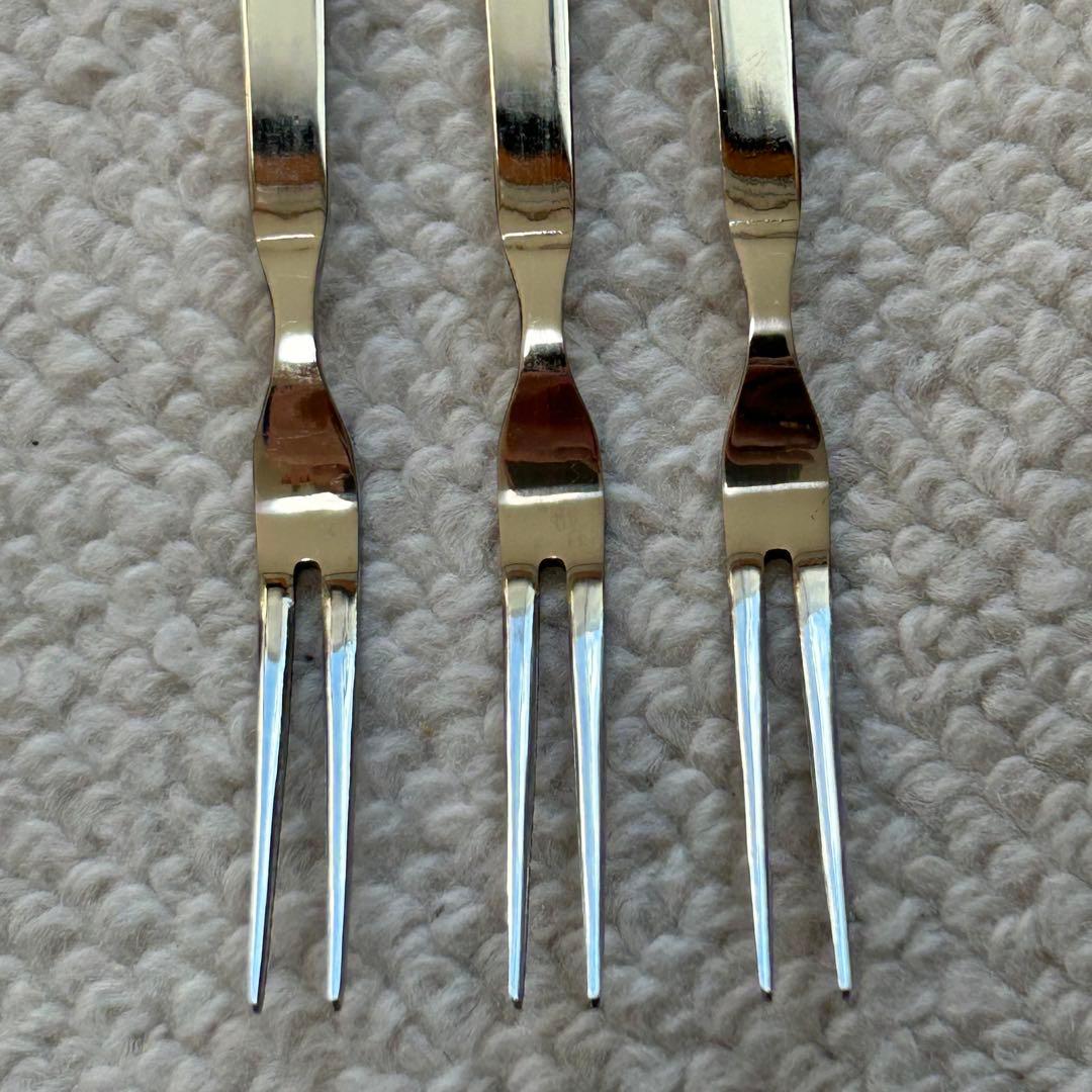 イブサンローラン デザートフォーク ピック 3本セット YSLロゴ 18-10
