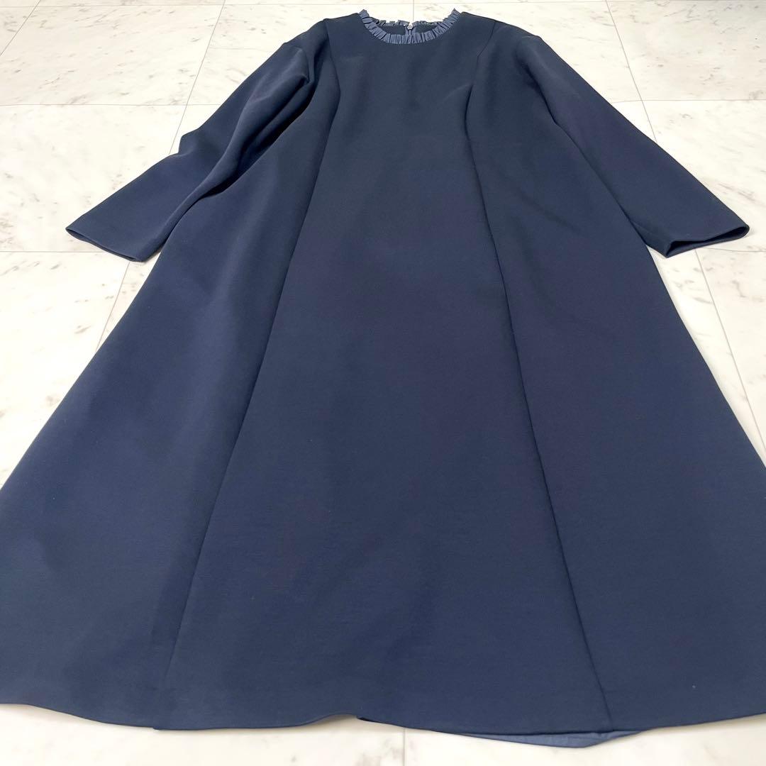 未使用級】ビアズリー 2023AW バックペプラムフリルワンピース ネイビーF