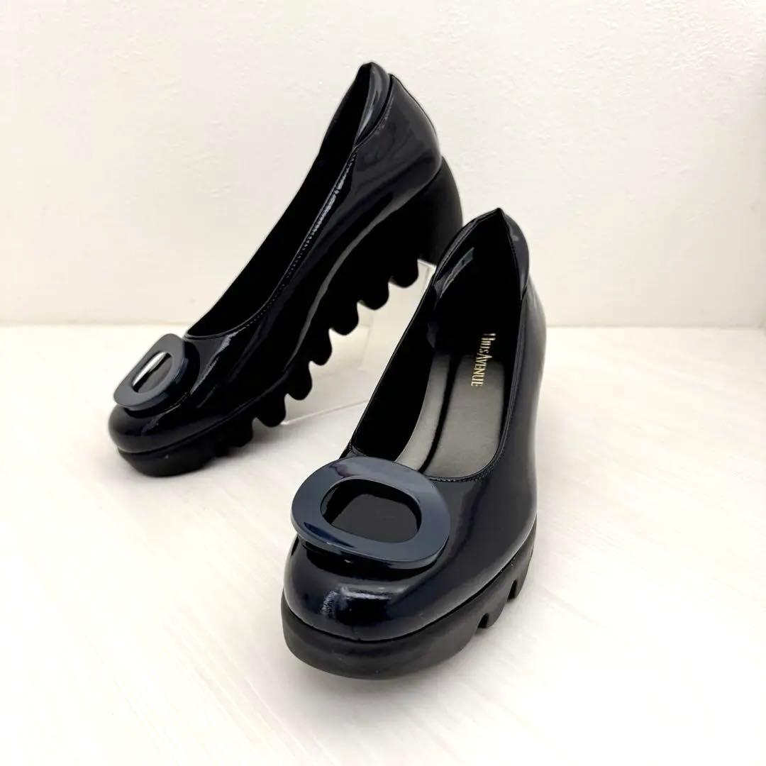 未使用品ヒルズアヴェニューエナメル パンプス ウェーブソール2