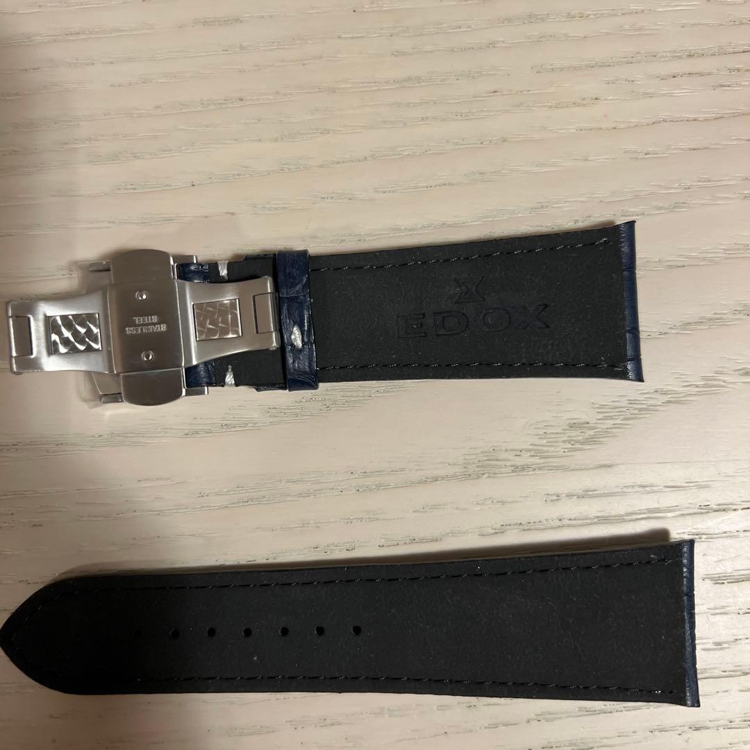 EDOX エドックス純正ベルト クロノオフショア1 ネイビークロコ型押革