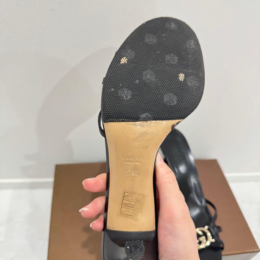 GUCCI グッチ　ブラック　黒　レザー　サンダル　37.5 24.5cm