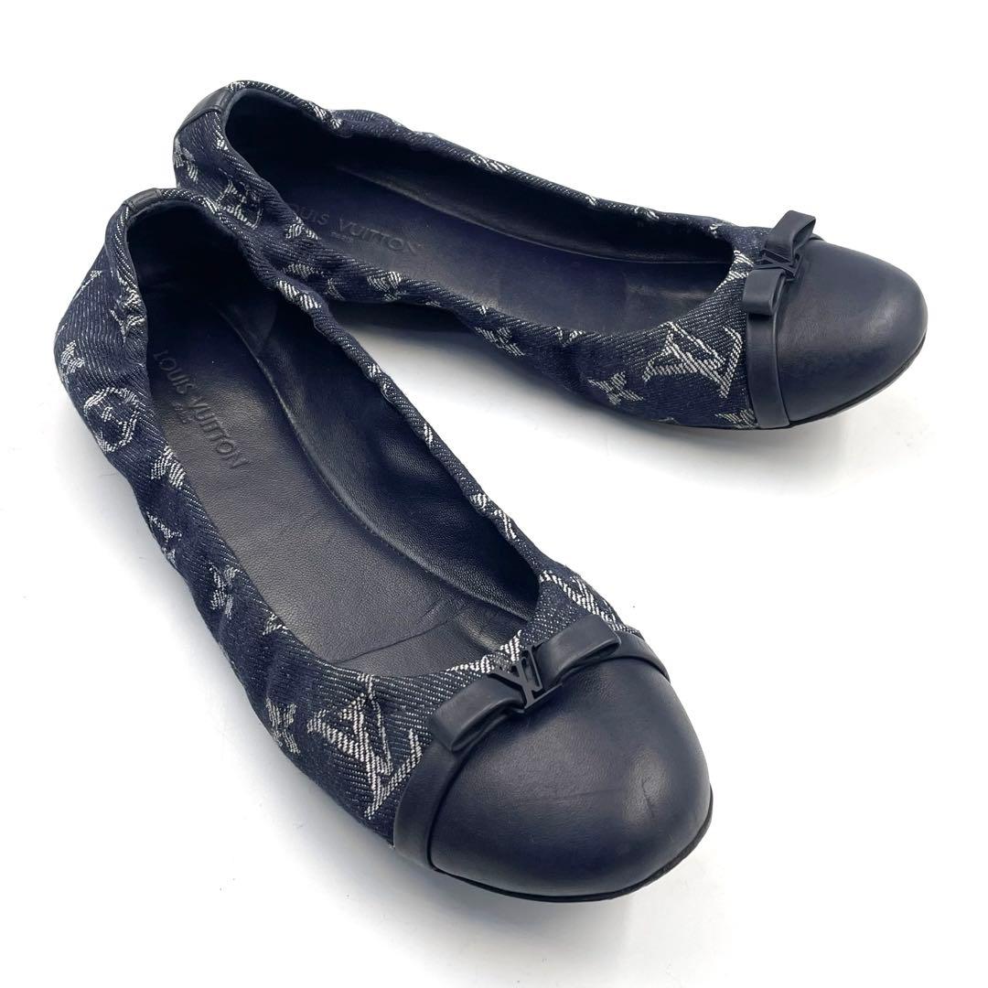 《超美品》ルイヴィトン フラット バレエシューズ パンプス モノグラム デニム