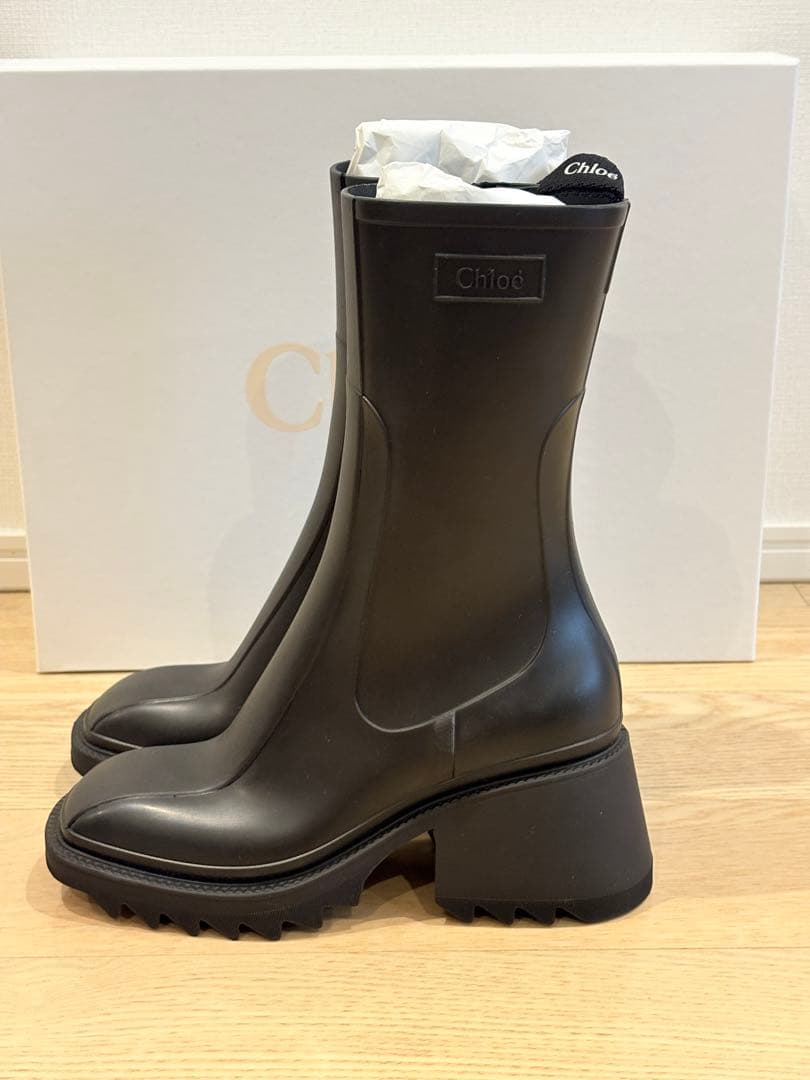 クロエ レインブーツ 長靴 ブラック38 - メルカリ