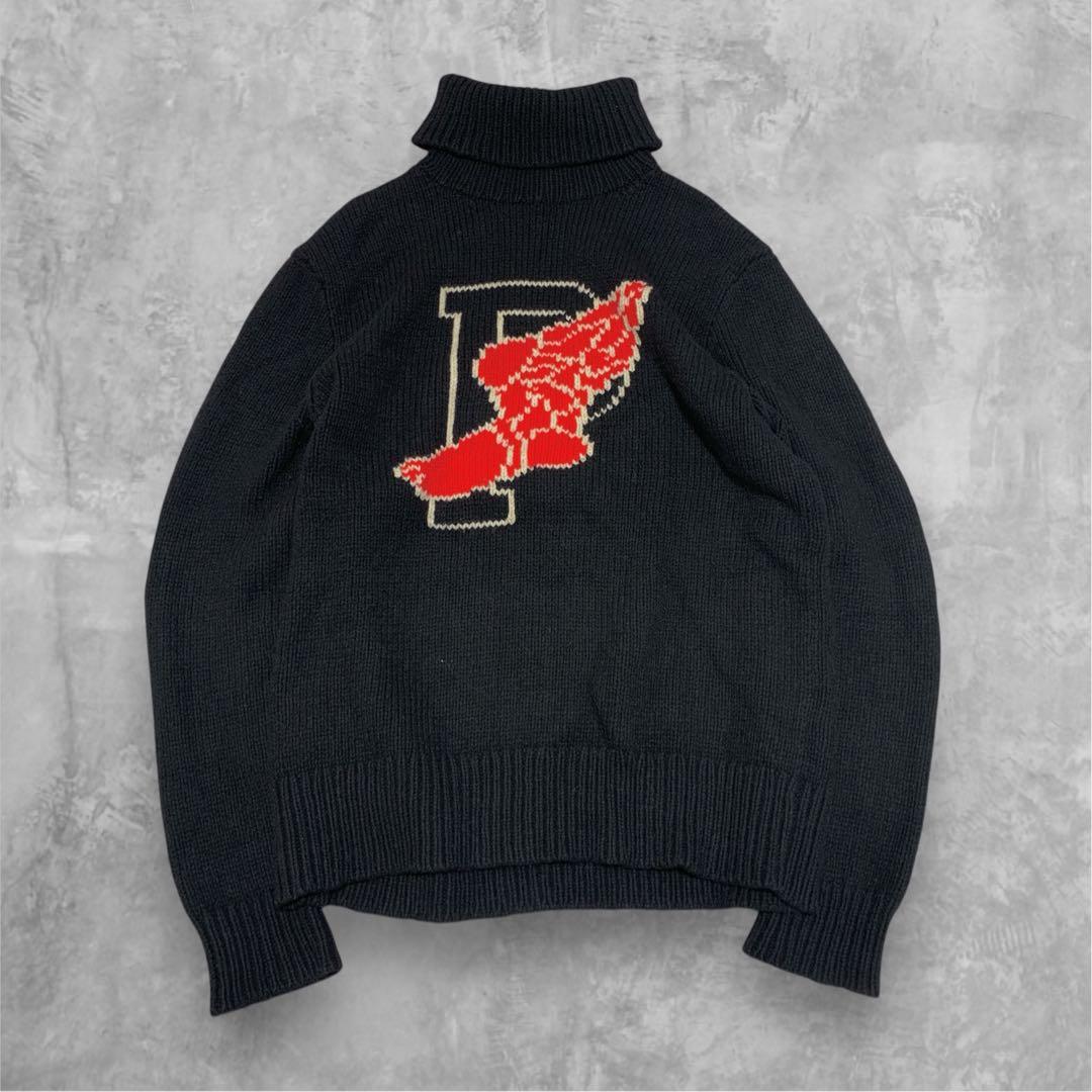 POLO RALPH LAUREN　PWING HIGH NECK KNIT　黒 Polo Ralph Lauren Waffle Knit Stretch Cotton Turtleneck Sweater