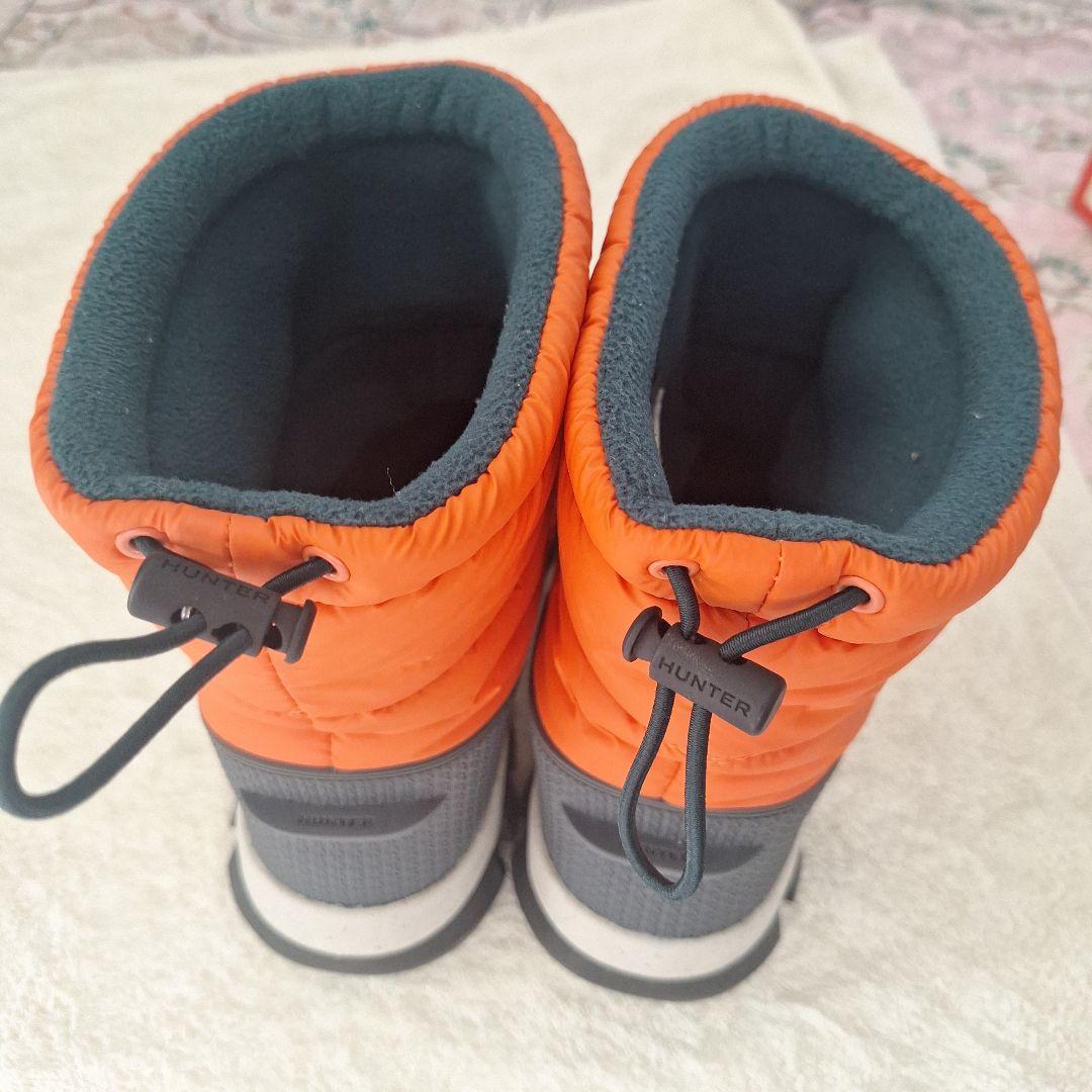 HUNTERハンター スノーブーツ オレンジ×グレー24センチほど - メルカリ
