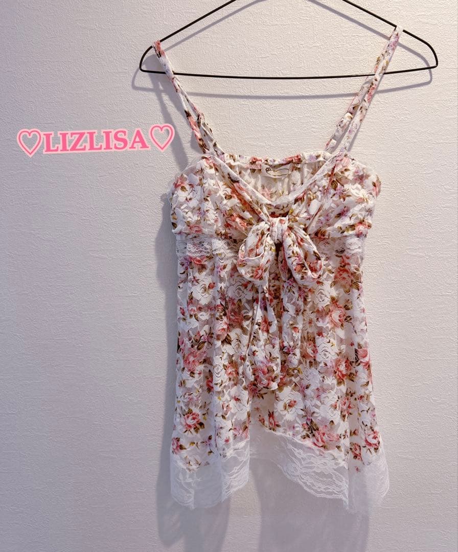 ♡LIZLISA♡リズリサ♡花柄キャミソール♡姫系♡ロリータ♡y2k♡平成ギャル LIZ LISAリズリサ BIGリボン 姫ロリ y2k coquette 00s パワネ 花柄