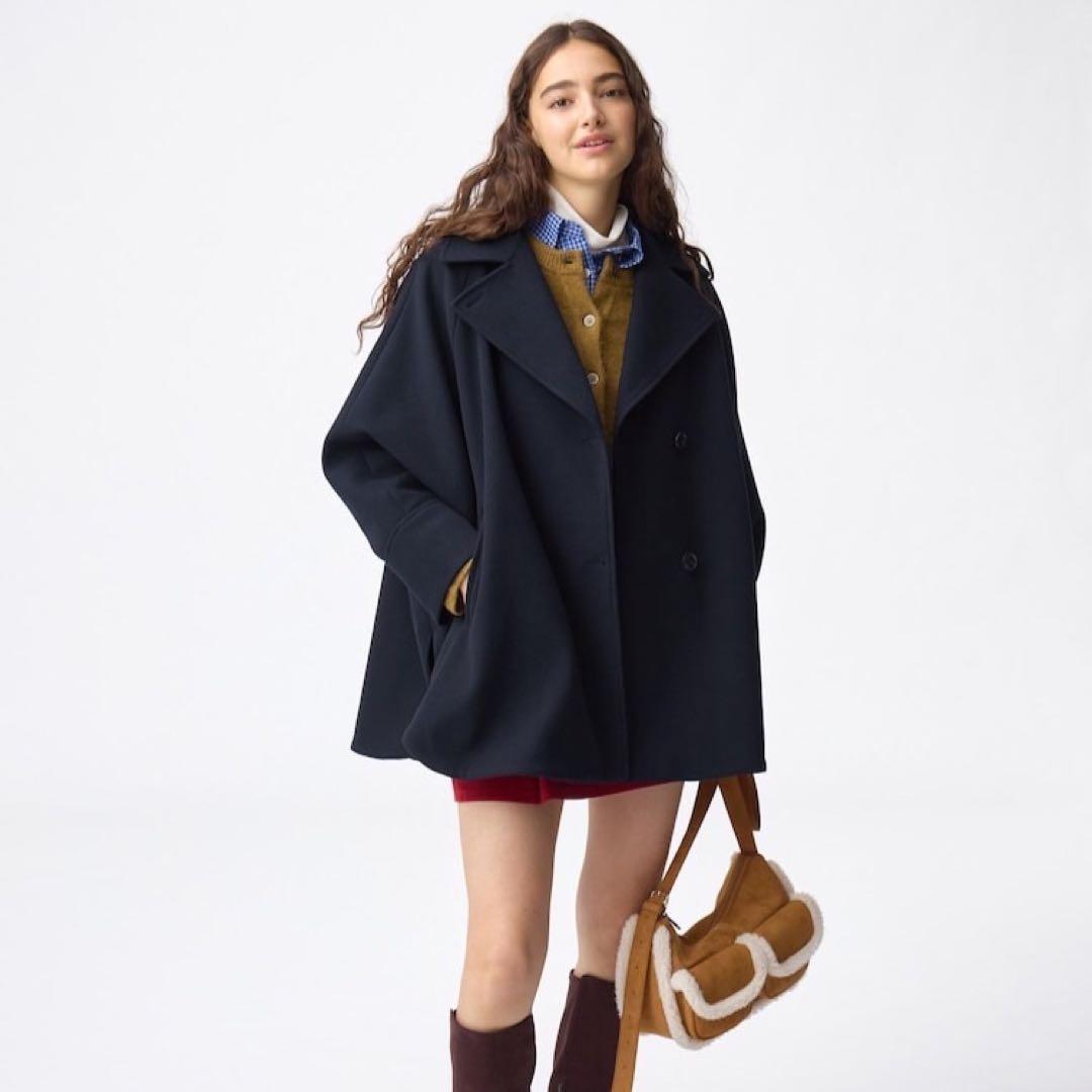 GU コージーメルトンケープコート XS ネイビー - メルカリ