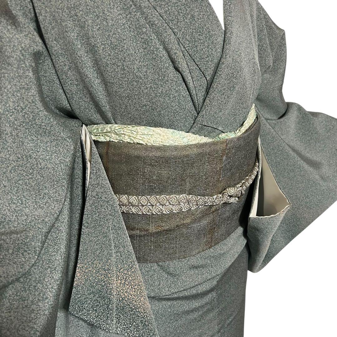 正絹 訪問着 たたき染め フルセット 西陣唐織プラチナ箔袋帯 美品