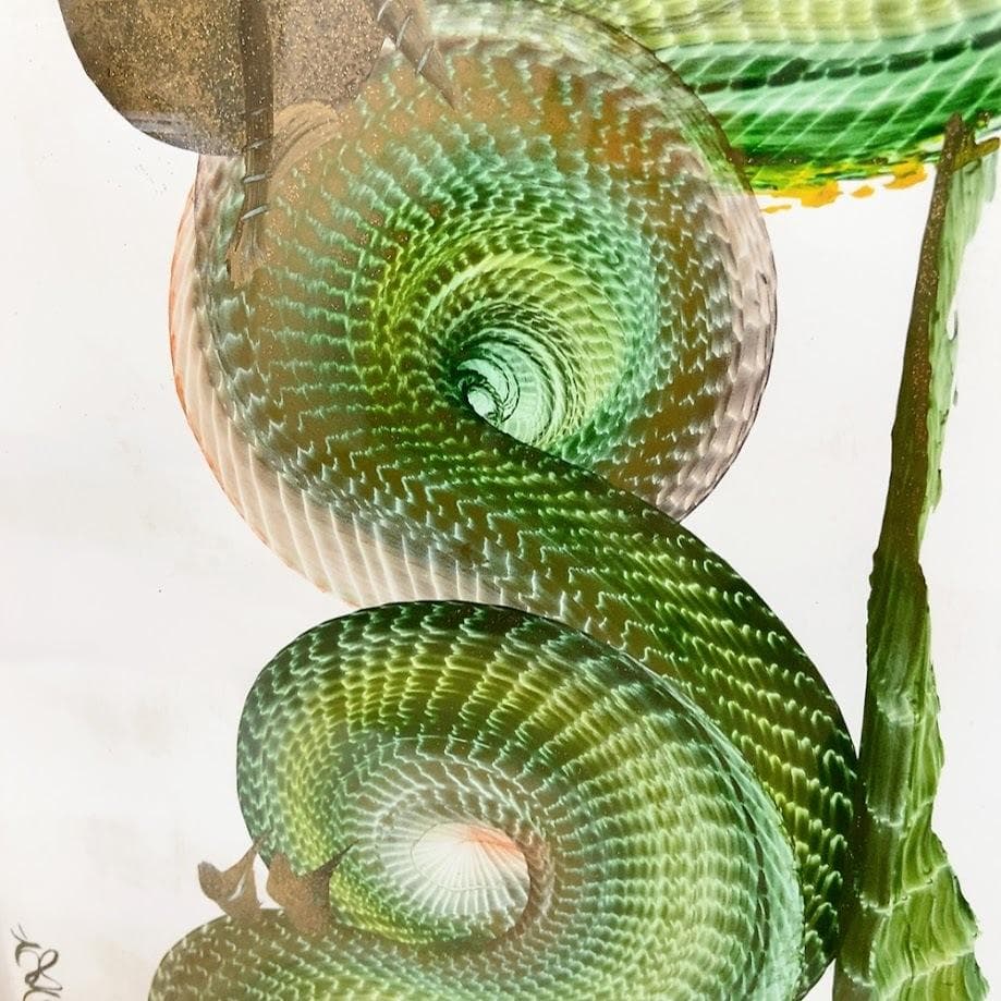 日光一筆龍 高瀬 縁起物 商売繁盛 昇龍 緑色 絵画 日本画 壁掛け 額