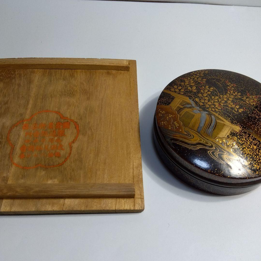 加賀蒔絵 漆器 時代 蒔絵金銀蒔絵草花文香合 細密 箱入り
