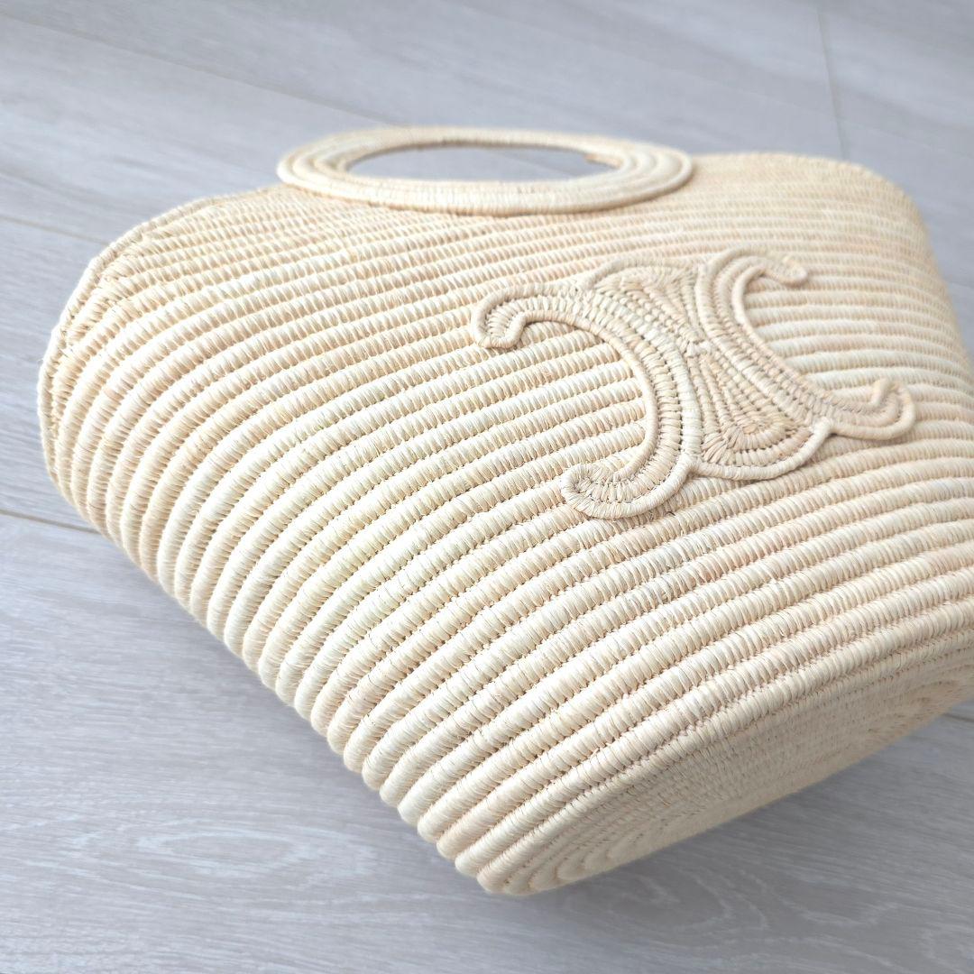 美品【セリーヌ】2025年春夏 ブレーテッド パニエ ラフィア かごバッグ