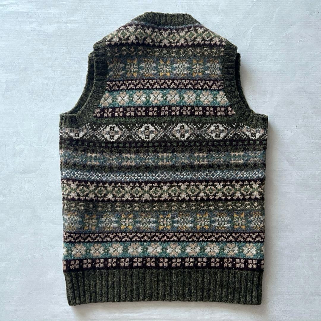 美品 Jamieson's ジャミーソンズ オリーブ フェアアイル ニットベスト