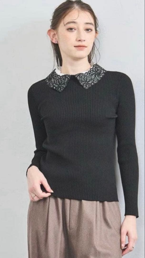 《美品》ユナイテッドアローズ襟ブラックレース長袖