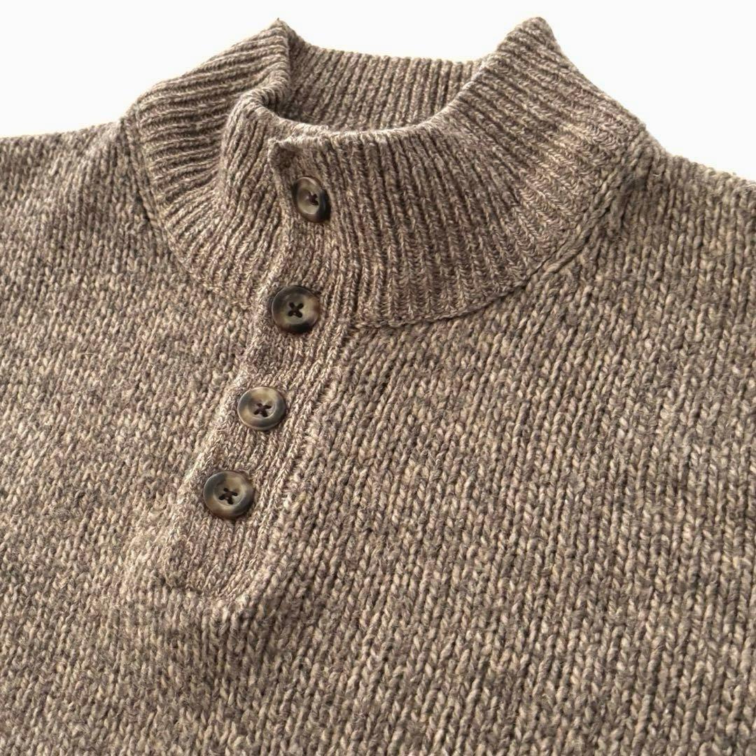 エルエルビーン ラムウール ハーフボタンニット ハイネック メランジ