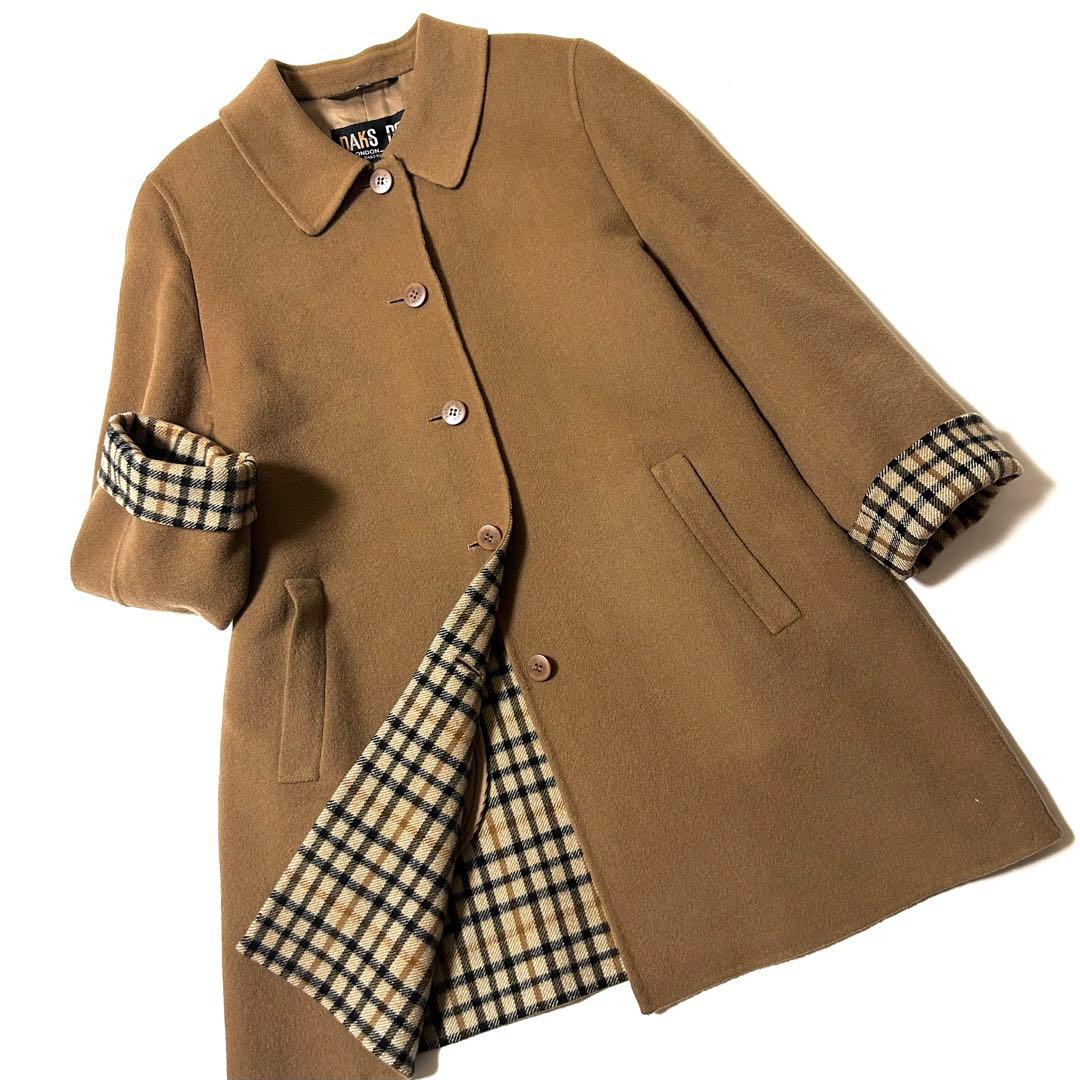 美品】ダックス ウール100% ステンカラーコート 裏チェック 日本製 9AR