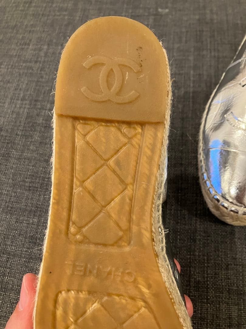 ロ*ー様 CHANEL エスパドリーユ 23.5cm シルバー 美品