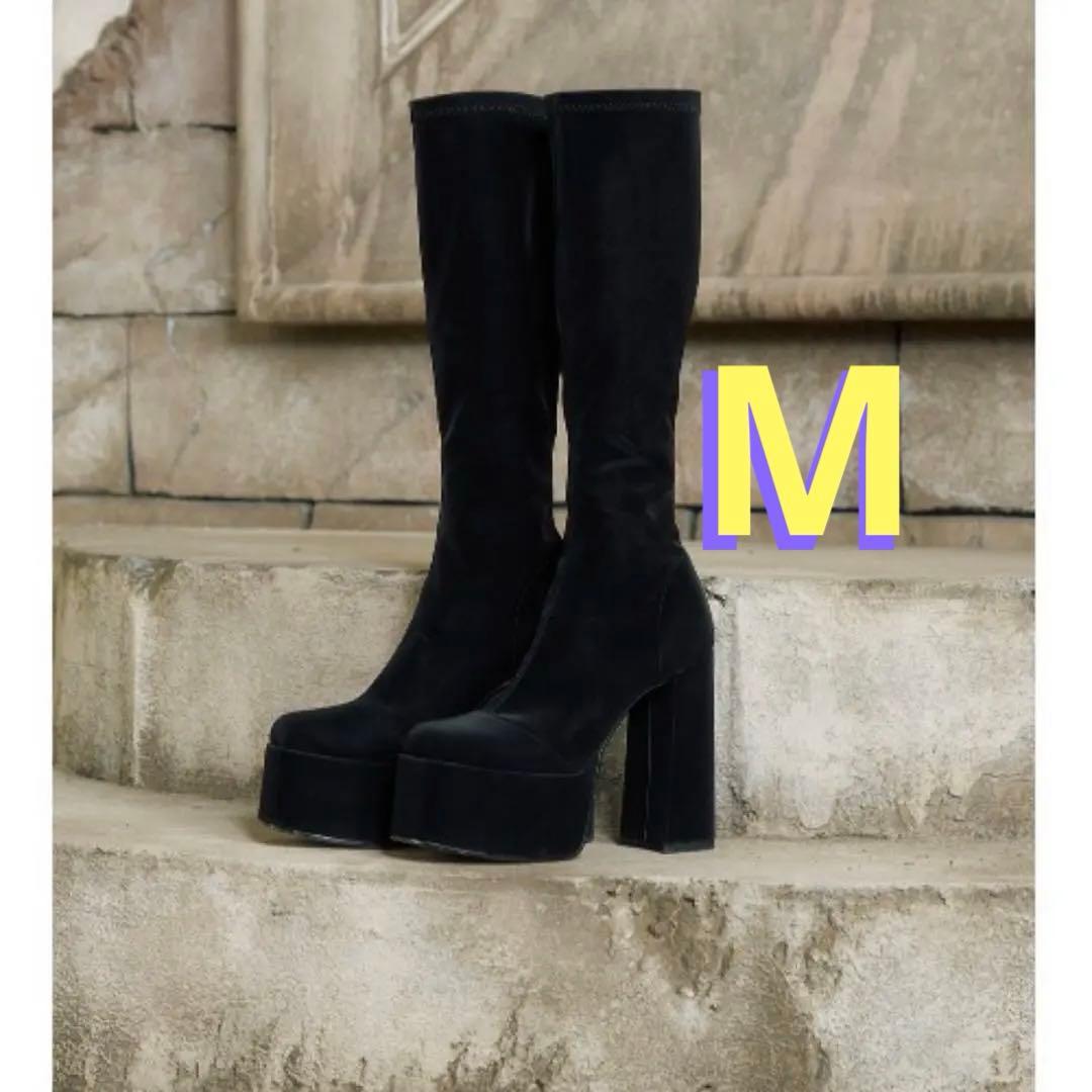 Darich Mサイズ　ウルトラストレッチロングブーツ黒ブラック　ダーリッチ ダーリッチ Darich ウルトラストレッチレザーロングブーツ （ブラック