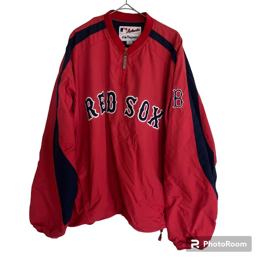 Majestic MLB ボストンレッドソックス プルオーバーナイロンジャケット