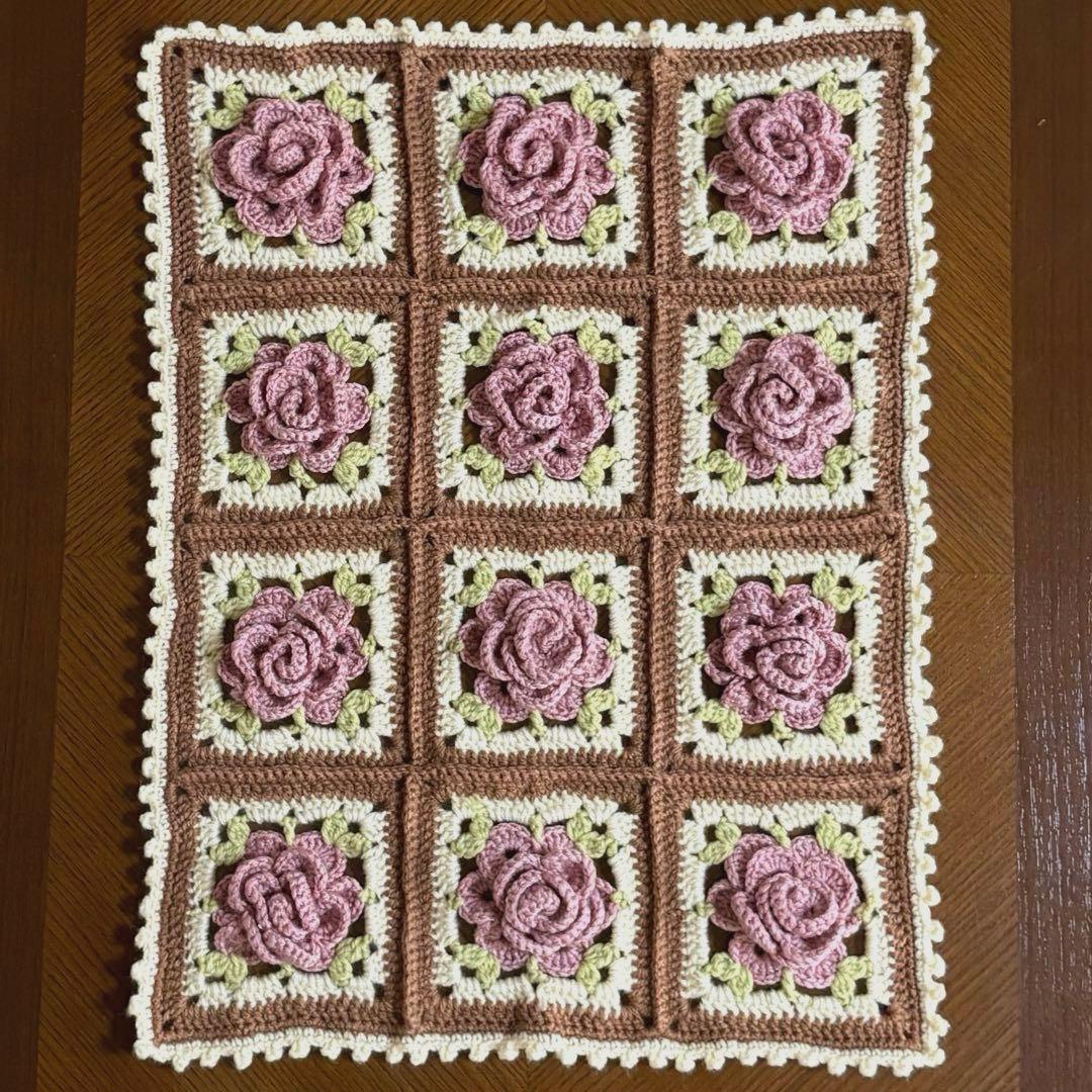 グラニースクエア モチーフ編み ブランケット マルチカバー かぎ針編み