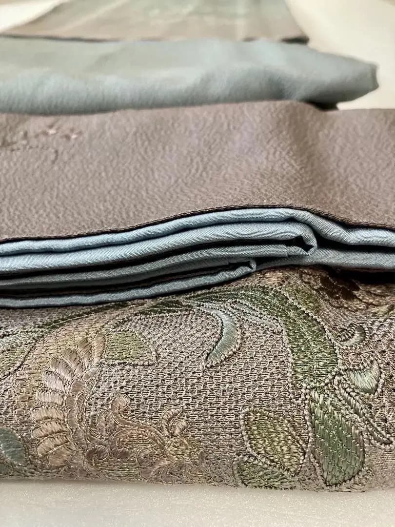 未使用 長期保存品 上質正絹縮緬 秀逸染めグラデーション 精緻な汕頭