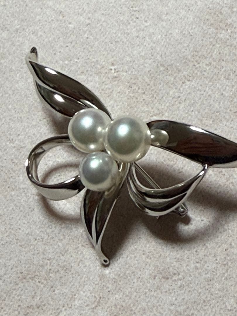 MIKIMOTO ミキモト真珠パールブローチ シルバー 5珠花束