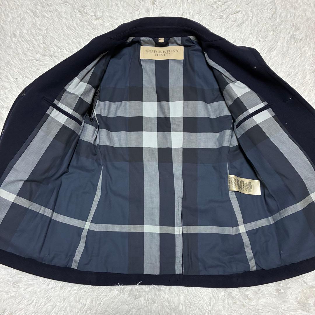 バーバリーブリッド ピーコート ノバチェック ネイビー Lサイズ 三陽