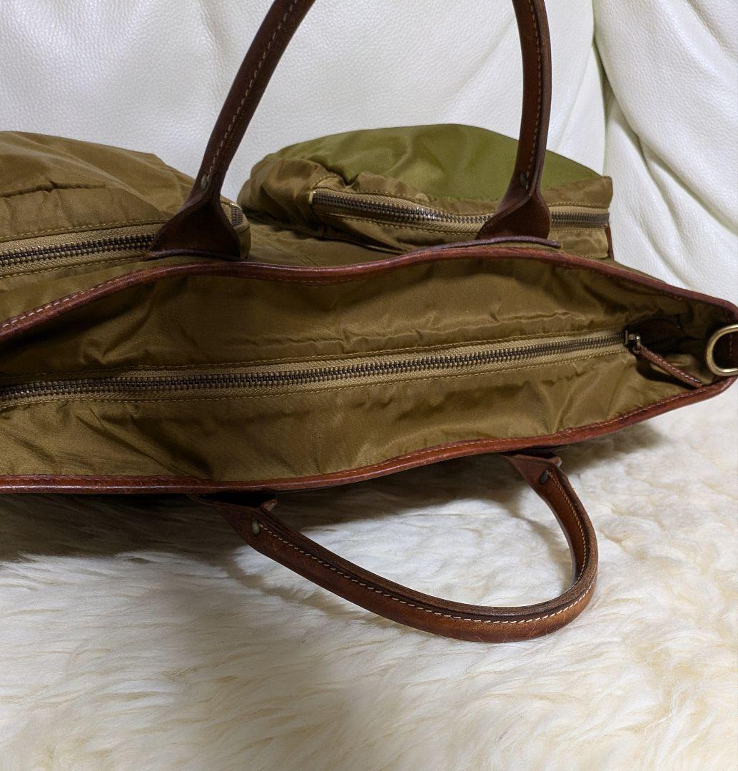 レア】Felisi フェリージ 大きめビジネスバッグ カーキ2色使い