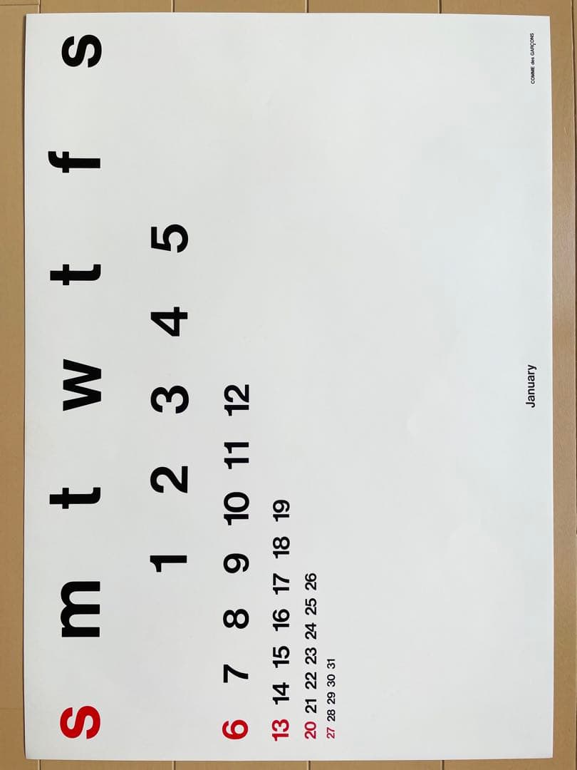 COMME des GARÇONS 1991年 カレンダー - メルカリ