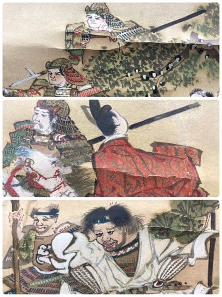 安田靫彦 箱書／土佐光起「武者絵」掛軸（大和絵） 紙本 三幅 - メルカリ