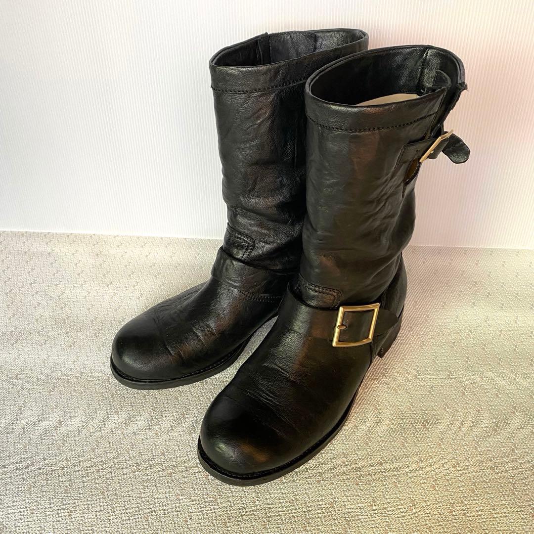 JIMMY CHOO イタリア製 ロゴプレート付 エンジニアブーツ37 1/2 JIMMY CHOO イタリア製 ロゴプレート付 エンジニアブーツ37 1/2 楽天