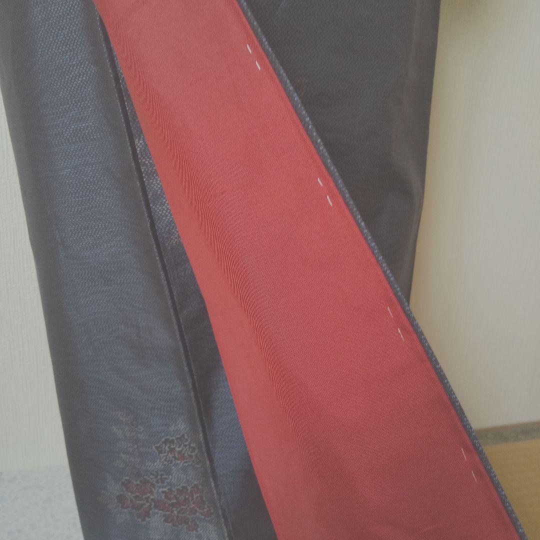 ent様専用・正絹・大島紬・紺系・地紋・花柄・袷・一部仕付け糸付き