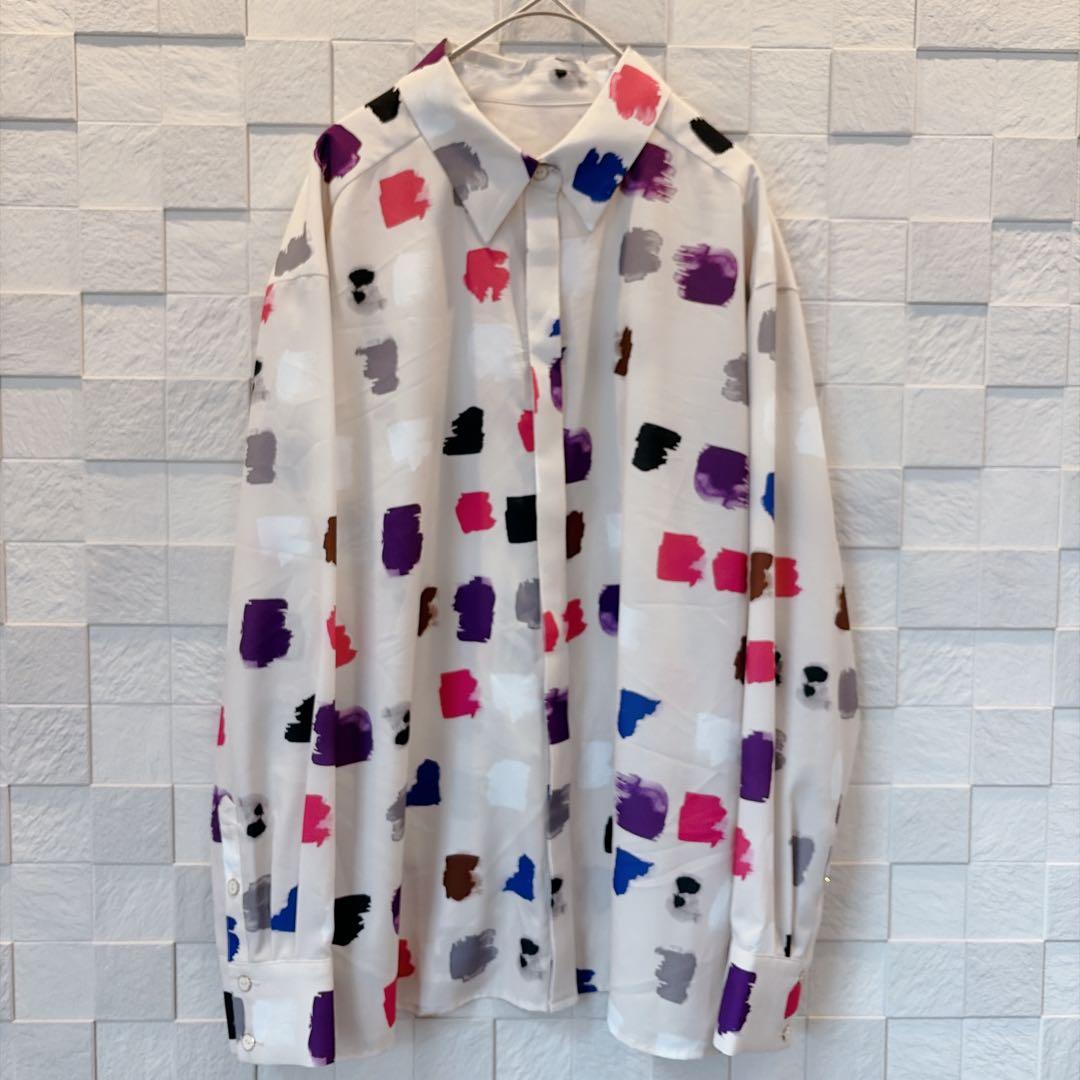 美品】グレースコンチネンタル ダイアグラム マルチプリントブラウス M