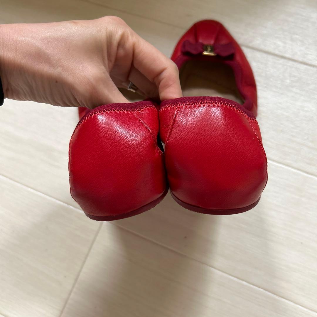 【フェラガモ】フラットシューズ　赤　25.5cm
